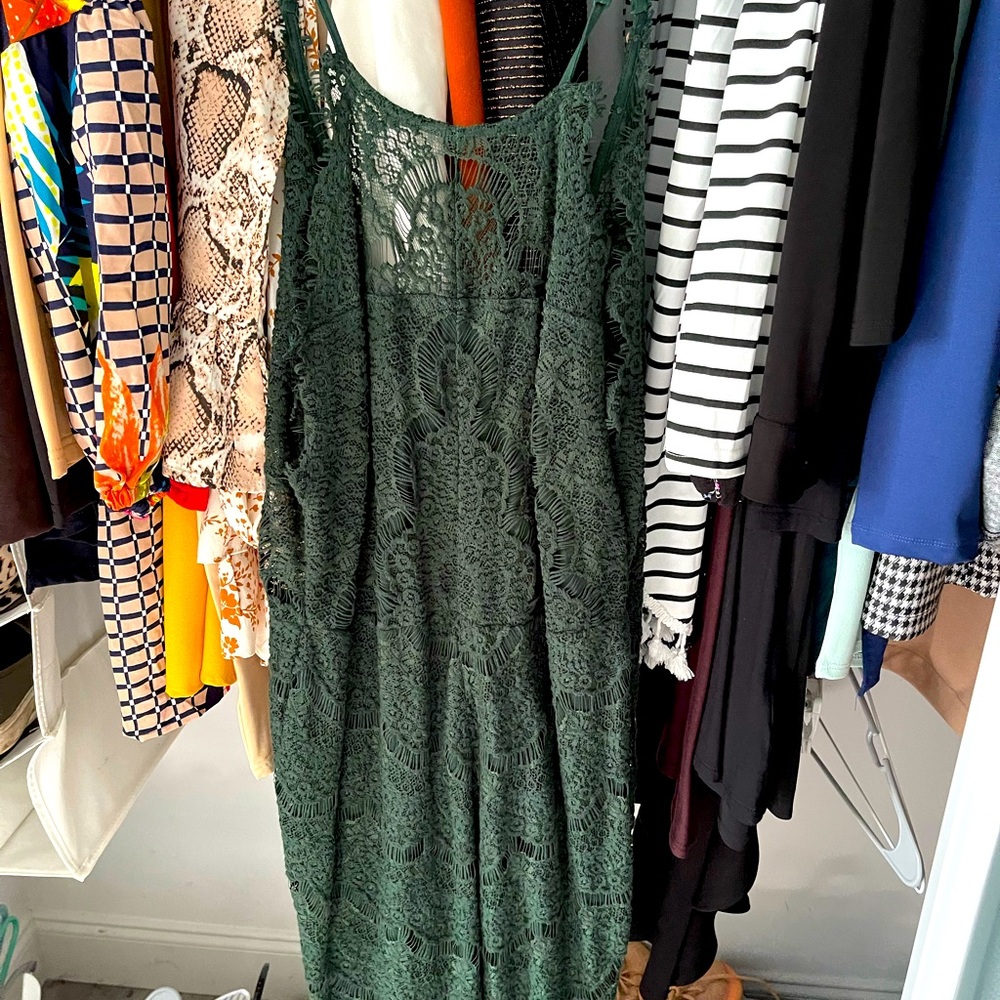 Dark green lace dress